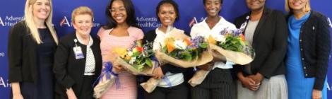 Adventist HealthCare nursing leadership celebrated the 2025 Lucy Byard Scholarship winners with bouquets.