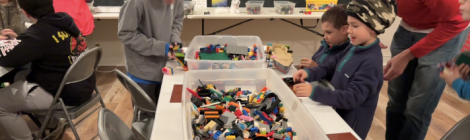 Participants bond while building LEGO creations.
