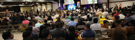 Worshippers gather at New Jersey Conference's Hispanic Camp Meeting.