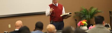 Bob Cundiff, Ohio Conference president, opens the two-day meeting with a devotional, affirming the sacred calling of pastoral ministry.