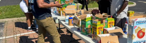 Volunteers distribute food at an ACS site hosted by Berean Seventh-day Adventist Church in St. Louis, supporting residents impacted by the May 16 EF-3 tornado. Photo courtesy of Outlook magazine | Mid-America Union