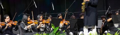 Saxophonist Douglas Lira and the Southern Asia church's orchestra play "Mine Eyes Have Seen The Glory." Photo by Elsie Tjeransen/AME (CC BY 4.0) 