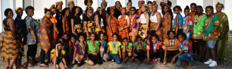 Attendees of the first Cultural Heritage/Awareness Day wear traditional African attire, that, as one camper puts it, “made us look and feel like royalty.”