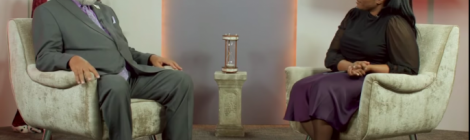 Benia Jennings, Allegheny West Conference’s multimedia coordinator, sits with President William T. Cox Sr., to discuss his sermon on the book of Revelation.