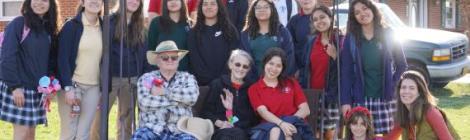 Worship Ministry Class students and teacher Monica Biaggi (far right) minister to Shenandoah Valley Academy neighbors.