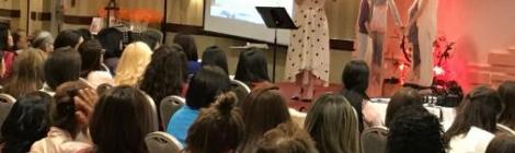 Elisa Maragoto, principal of the Lake Nelson Adventist Academy in Piscataway, N.J., speaks at the Hispanic Women’s Retreat.