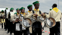 Allegheny East Conference's Metropolitan Metrolites Drum Corps prepare to showcase their talents.