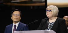 North American Division Secretary Kyoshin Ahn and Treasurer Judy Glass have been re-elected. Photo by Tor Tjeransen/AME (CC BY 4.0)