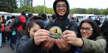 Pathfinders from Potomac's Jovens Para Cristo Pathfinder Club by Hyattsville, Md., display the official "Fearless" patch.