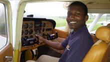 Junior David Masaka completes ground school at Blue Mountain Academy and is now beginning flight training with Training Mission Aviation. 