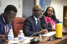 Emmanuel Asiedu, Donovan Ross and Celeste Ryan Blyden at the 2024 Board of Education Meeting.