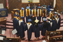 Chaplain W. Sterling gives a prayer of dedication for the Class of 2019 during graduation.