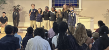 Highland View Academy students lead out in song service during Week of Prayer at Frederick Adventist Academy (Md.).