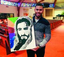 Jyremy Reid displays his art.