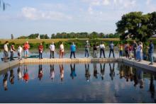 Camp Meeting attendees “prayer walk” in the early hours.