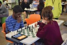 Shemiah Hoppie (’20), plans his next chess move.