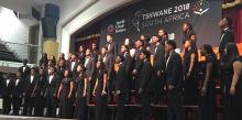 The Takoma Academy Chorale singing during the Mixed Youth Competition inside the Desmond Abernethy Hall in South Africa.