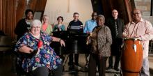 The Aphasia Tunes — a choir comprising people with a language disorder—practice.