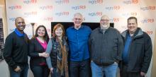   WGTS AM Show hosts Jerry Woods & Blanca Vega, WGTS Midday host Becky Alignay, Compassion’s Mark Hollingsworth, Sharemedia’s Dave Kirby, WGTS general manager Kevin Krueger.