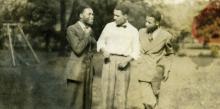 William Wright, Sr., (middle) shares a moment with his brothers Dale (left) and Paul.