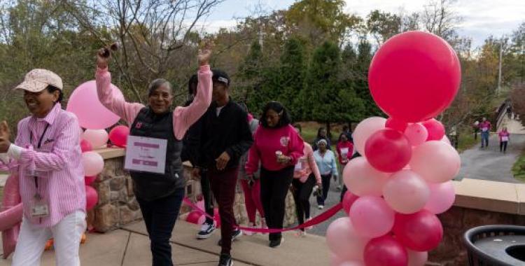 Doreen Palmer, a member of the Walnut Street church in Pottstown, Pa., crosses the finish line.
