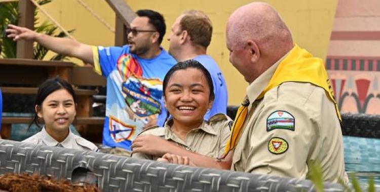 Neria Concepcion, a Pathfinder from NJC’s Lake Nelson Piscataway Eagles club, gets baptized.