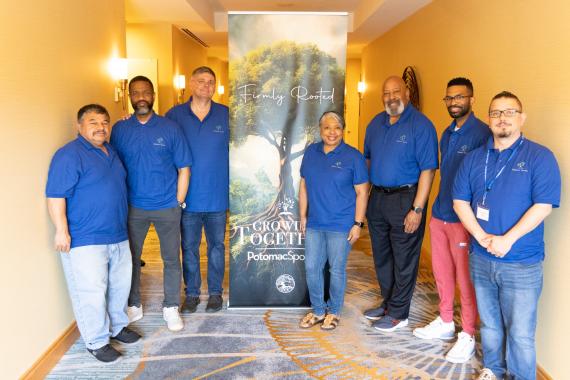 Ministerial spouses Gilberto Marroquin,  Keith Johnston, Wesley Jobe, Maureen Tapp,  Paul Anderson, Kelan Fielder and Keith Roberts  photos attend the weekend retreat together. 