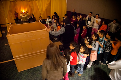 Attendees see replicas of the biblical sanctuary furniture up close