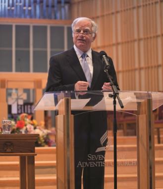 Walter Carson speaking at a Religious Liberty day at Sligo Church in Takoma Park, Md.